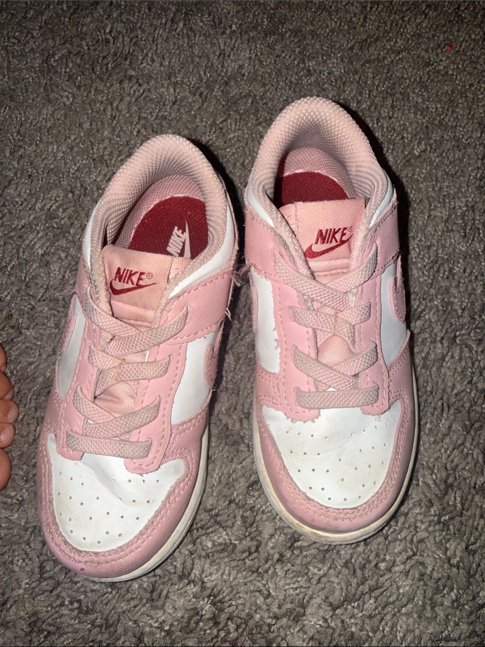 Nike Kids Pink and White Low-Top Sneakers